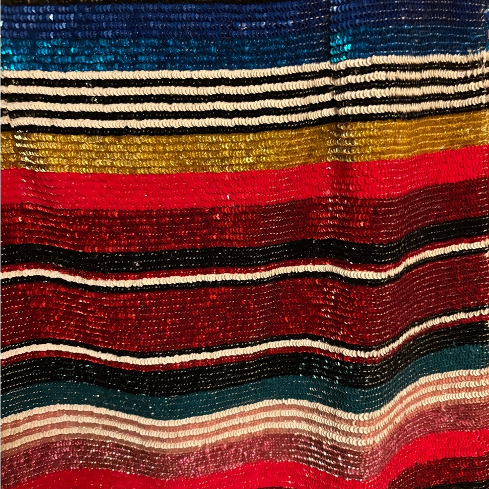 Striped Rainbow Multicolor Sequin Embellished Min… - image 5